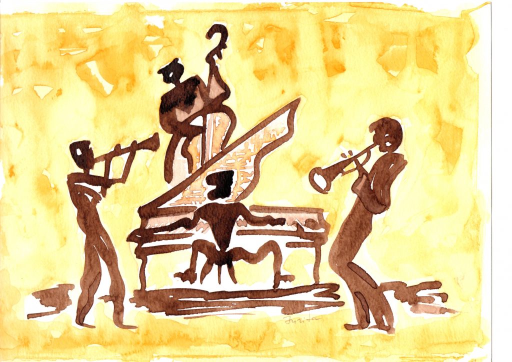 Jazz, set of 4 drawings, Jurita-AGSA, 2020, watercolor on paper, 29,9 x 21cm